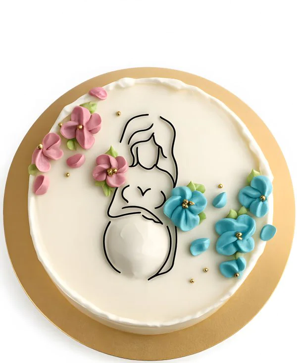 Бенто-торт с будущей мамой для гендер пати Фото