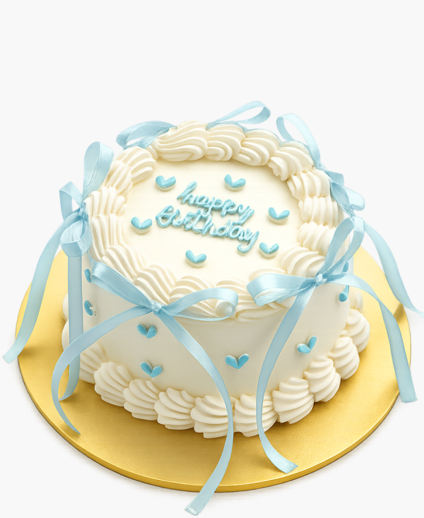 Бенто-торт с голубыми бантиками Фото