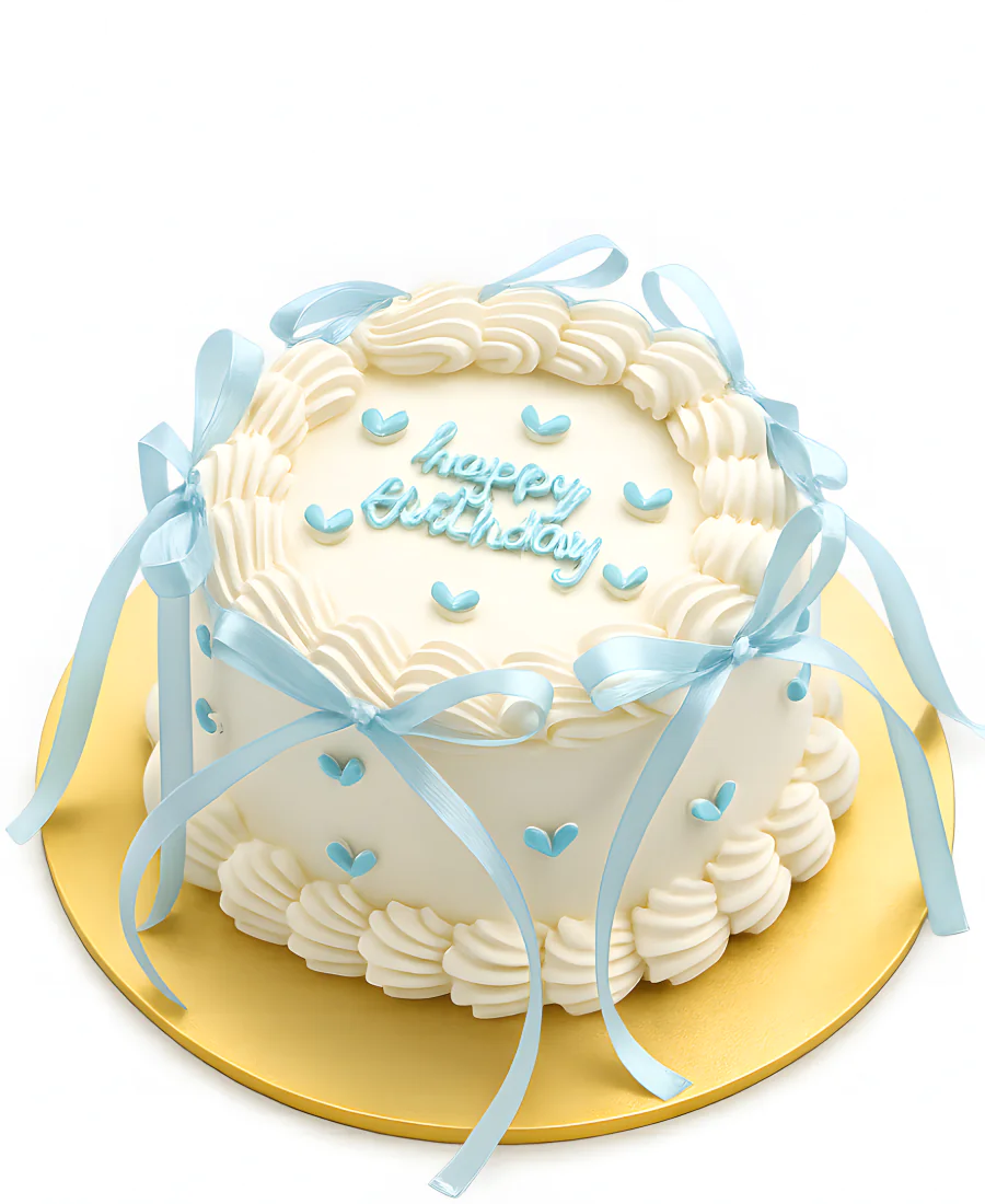 Бенто-торт с голубыми бантиками Фото