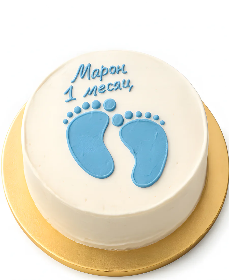 Бенто-торт с голубыми пяточками Фото