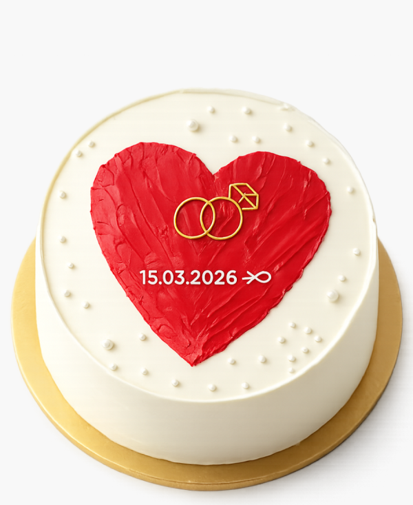 Бенто-торт с красным сердцем Фото