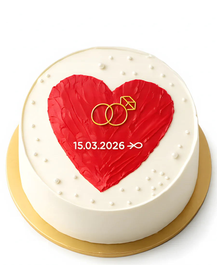 Бенто-торт с красным сердцем Фото