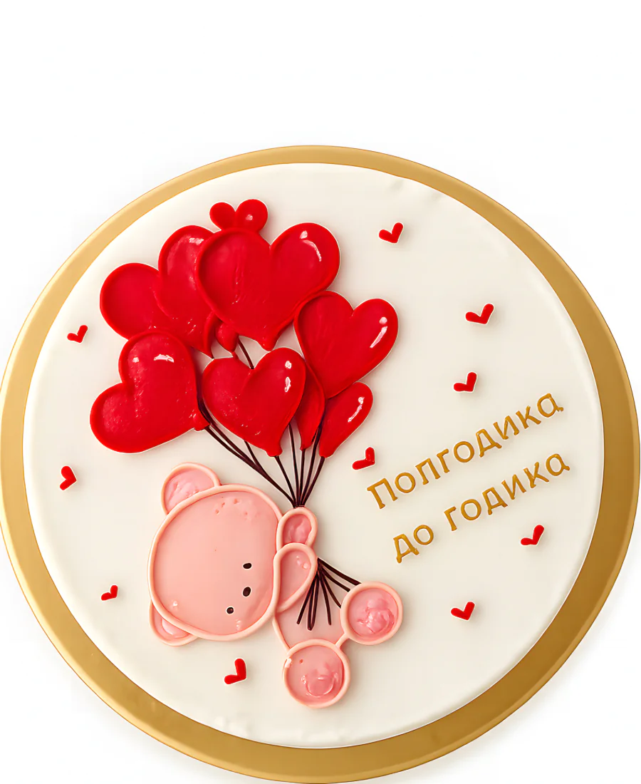 Бенто-торт с медведем и шариками на полгода Фото