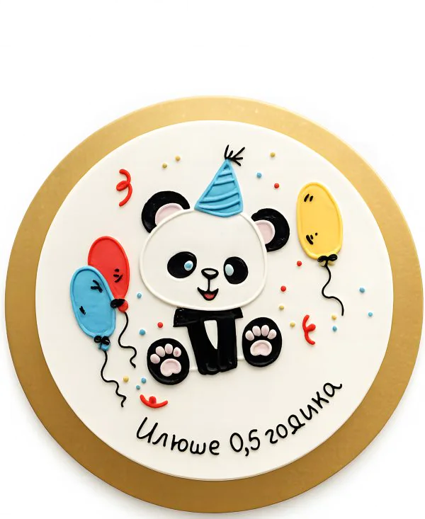 Бенто-торт с пандой и шариками Фото