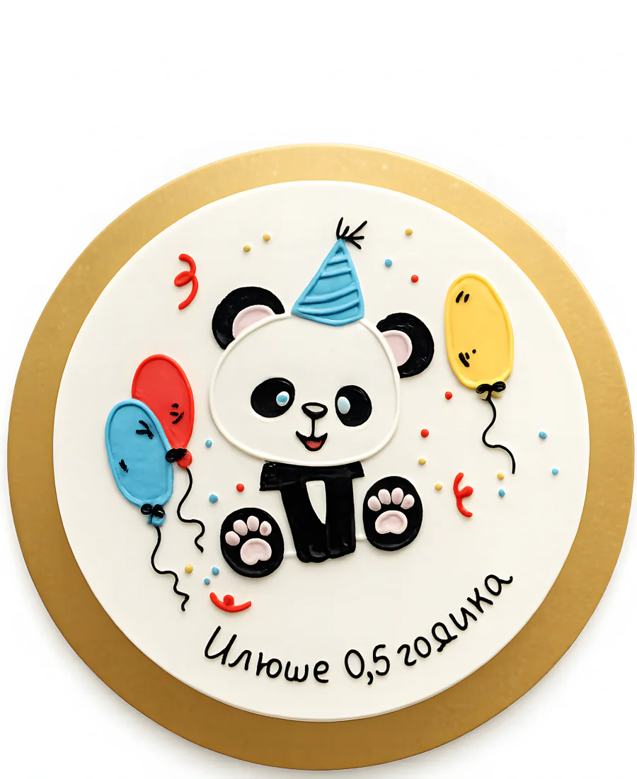 Бенто-торт с пандой и шариками Фото