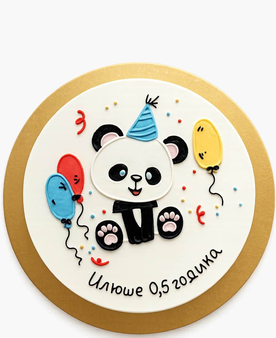 Бенто-торт с пандой и шариками Фото