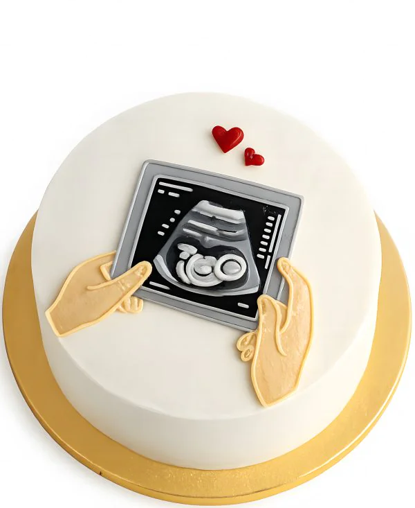 Бенто-торт с руками и снимком УЗИ ребенка Фото