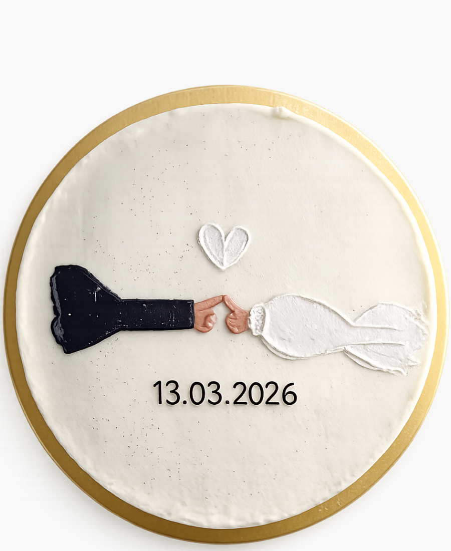 Бенто-торт с руками молодоженов Фото