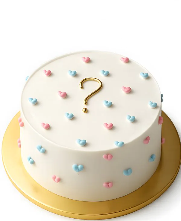 Минималистичный бенто-торт со знаком вопроса Фото