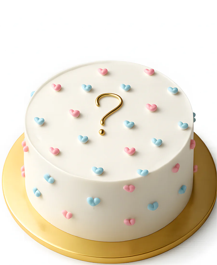 Минималистичный бенто-торт со знаком вопроса Фото