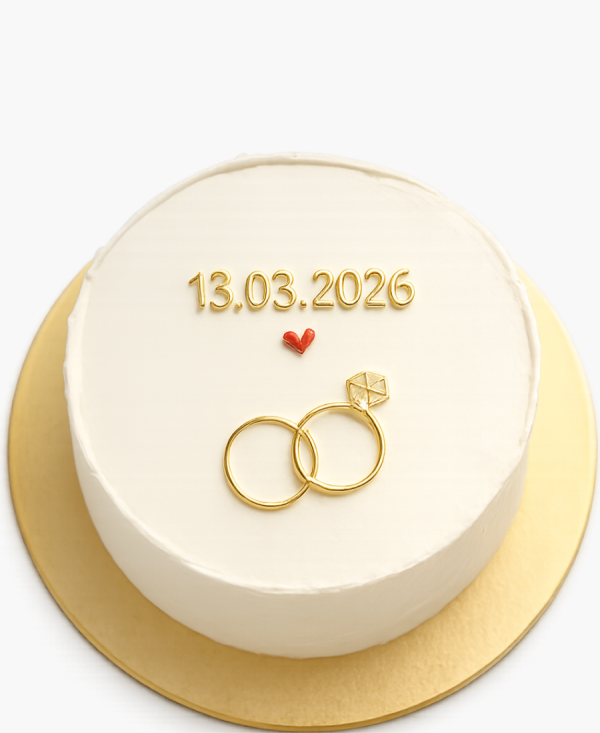 Бенто-торт с сердечком и кольцами Фото