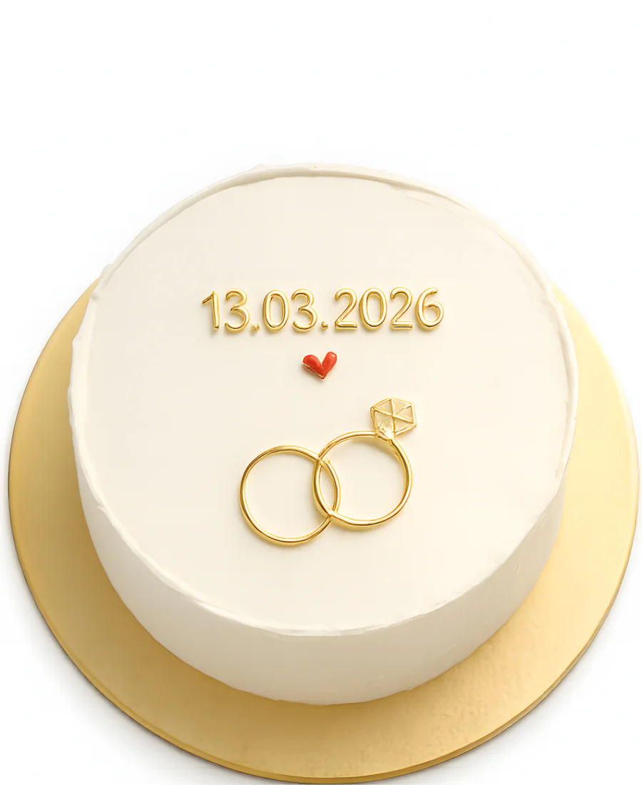 Бенто-торт с сердечком и кольцами Фото