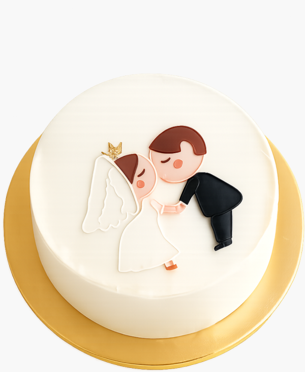 Бенто-торт с женихом и невестой на свадьбу Фото