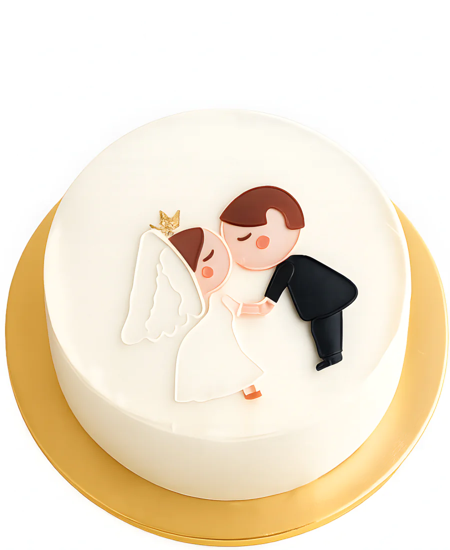 Бенто-торт с женихом и невестой на свадьбу Фото