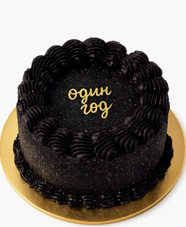 Черный бенто-торт с блестками Фото