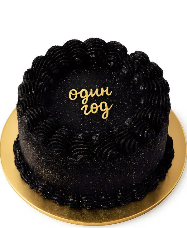 Черный бенто-торт с блестками Фото