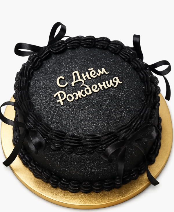 Черный торт с бантиками Фото