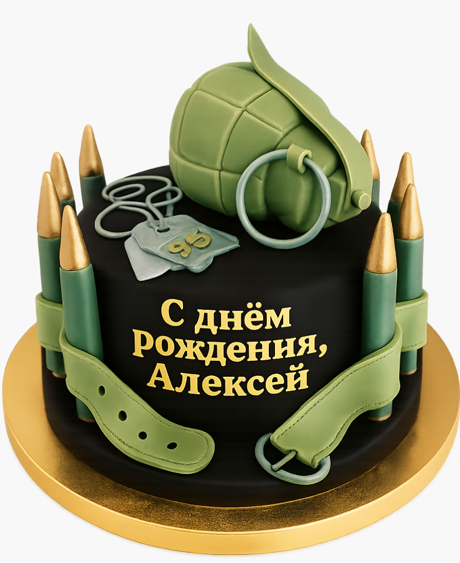 Черный торт с фигурками по игре Battlefield Фото