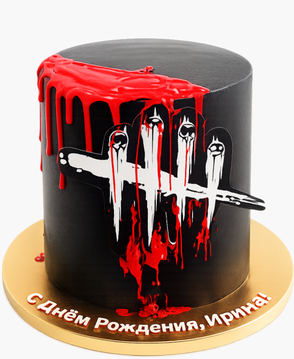 Черный торт с символикой Dead By Daylight Фото