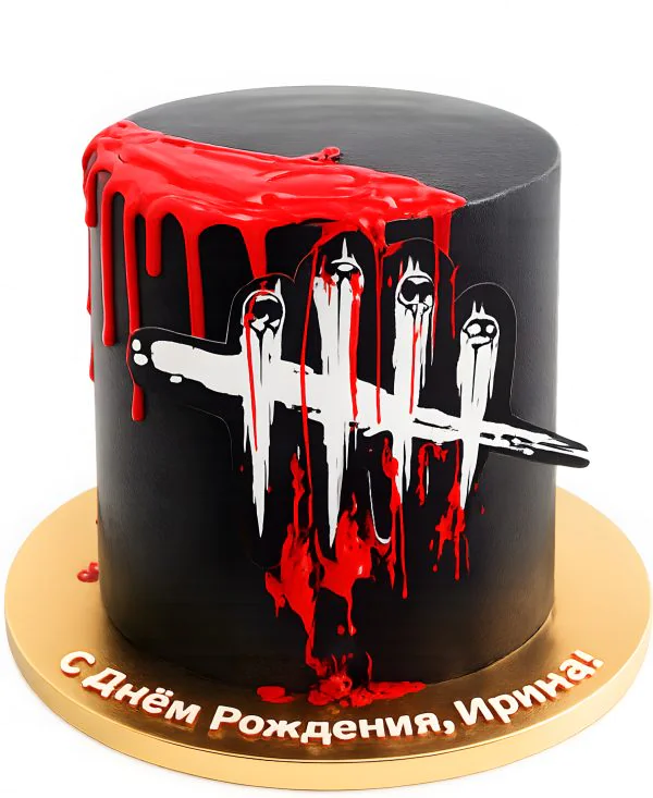 Черный торт с символикой Dead By Daylight Фото
