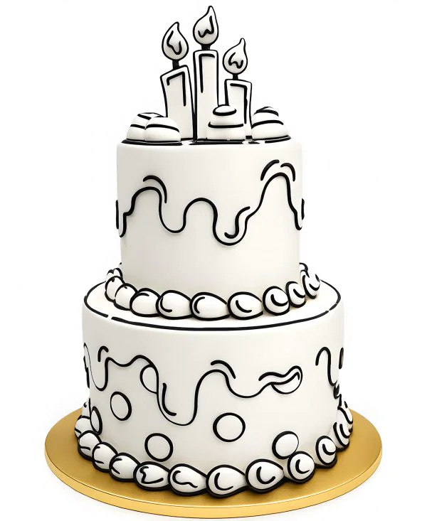 Двухъярусный белый торт комикс Фото