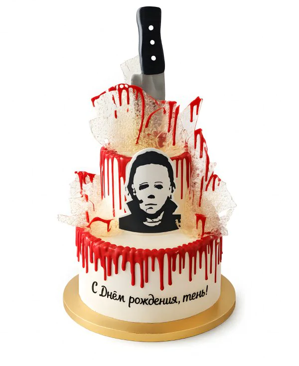 Двухъярусный торт с Майклом из фильма Хеллоуин Фото