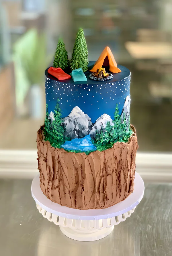 Двухъярусный торт со звездами Фото