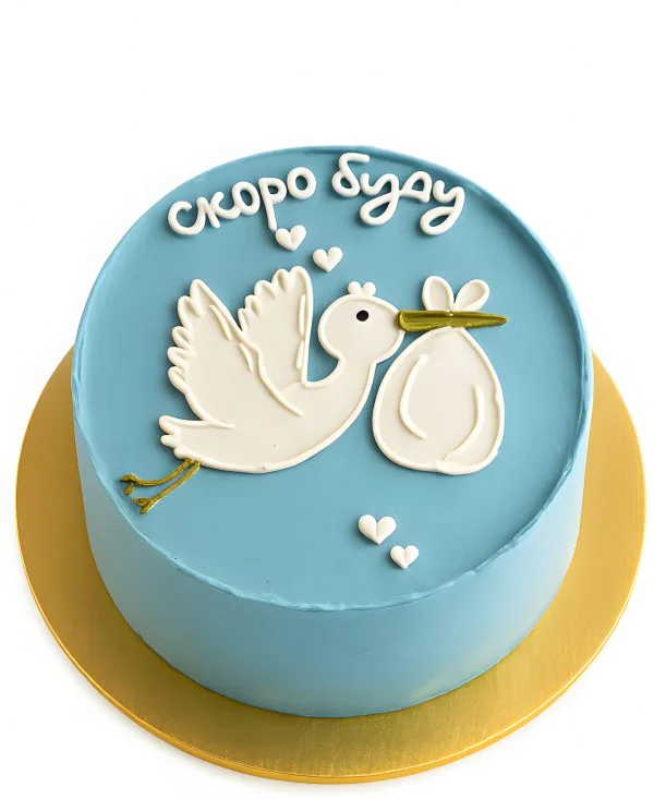 Голубой бенто-торт с аистом Скоро Буду Фото