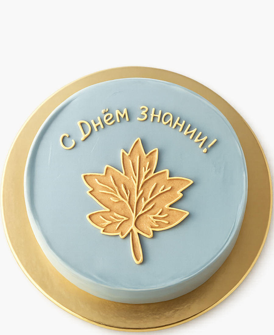 Голубой бенто-торт с кленовым листом Фото