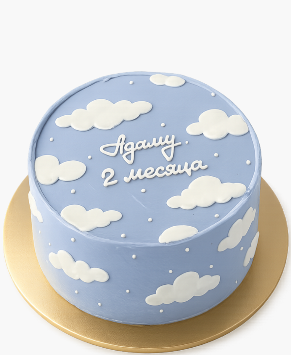 Голубой бенто-торт с облаками Фото