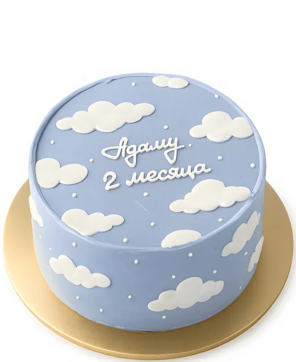 Голубой бенто-торт с облаками Фото