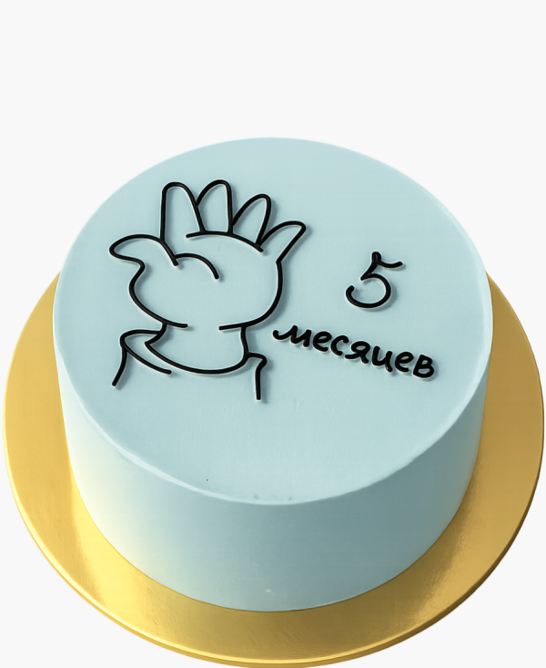 Голубой бенто-торт с рукой младенца Фото