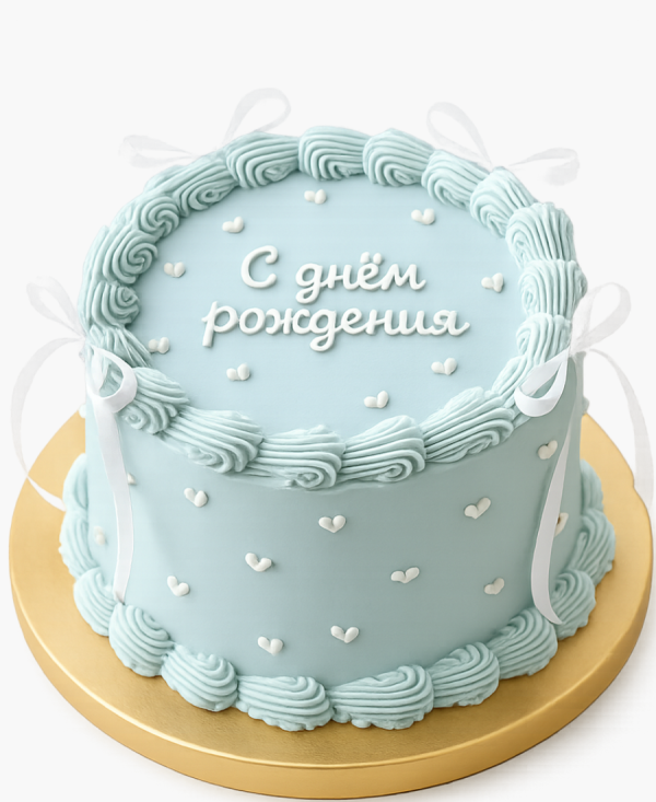 Голубой торт на день рождение Фото