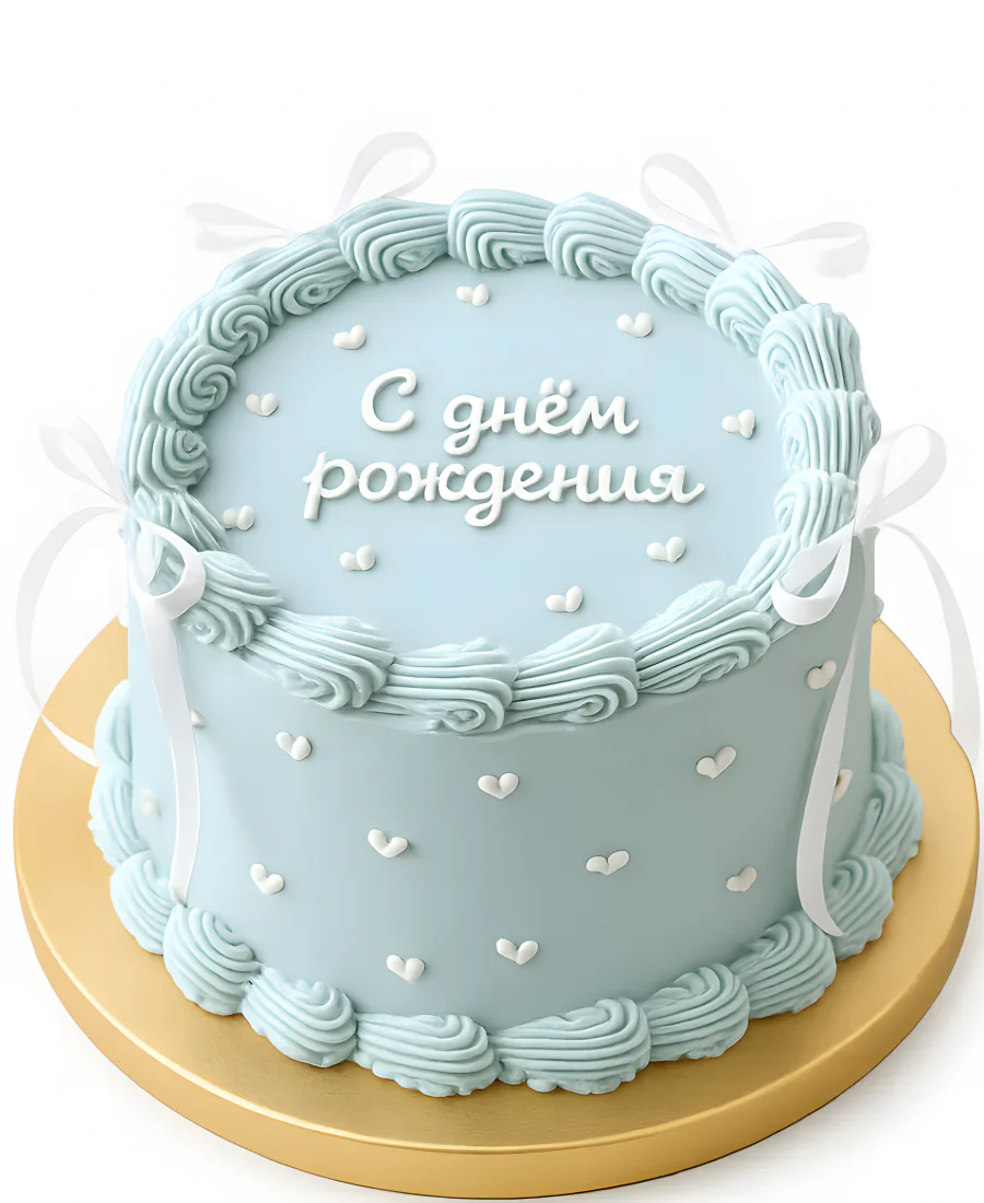 Голубой торт на день рождение Фото