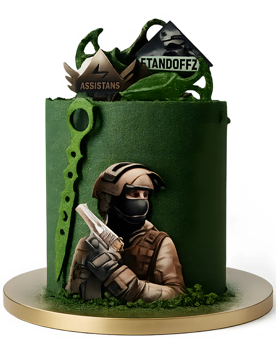 Изумрудный велюровый торт в стиле Стендофф Фото