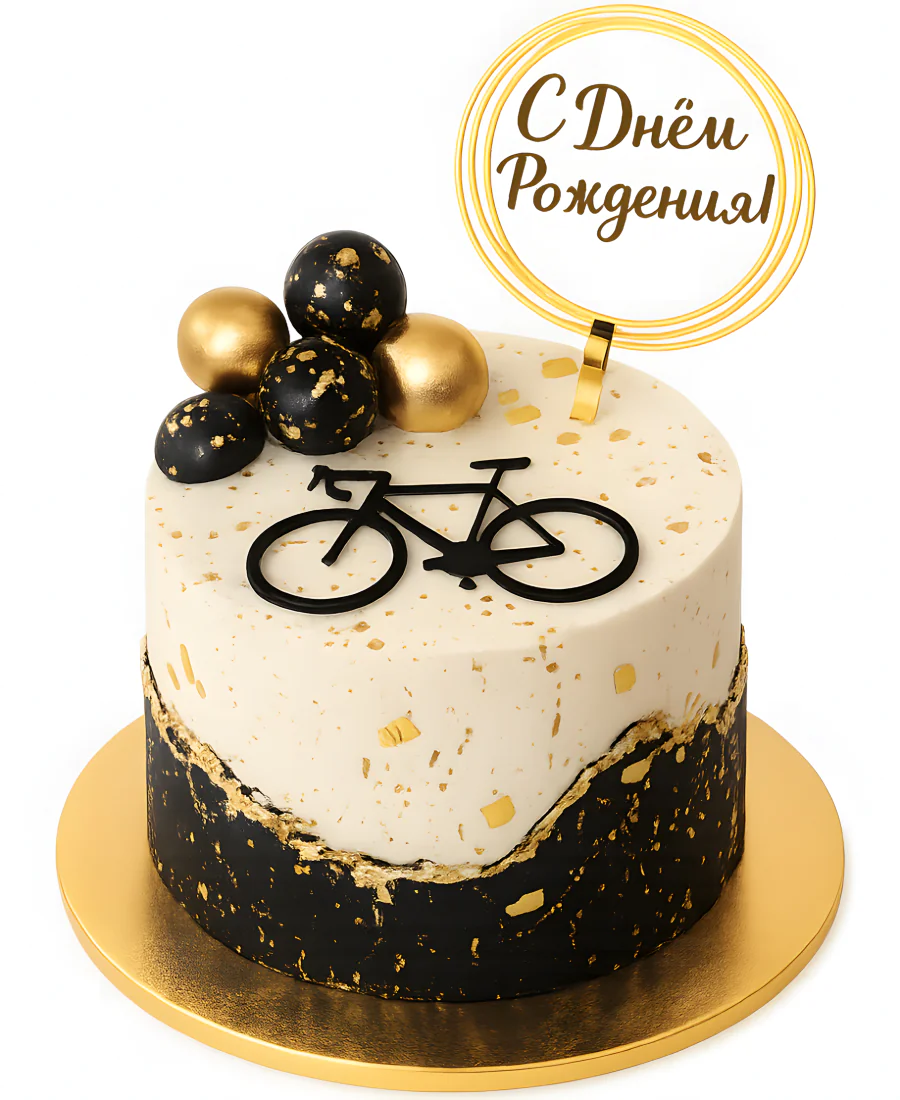 Изящный торт с шариками и велосипедом Фото