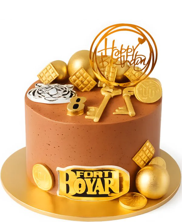 Торт с золотыми монетами и ключами Форт Боярд Фото