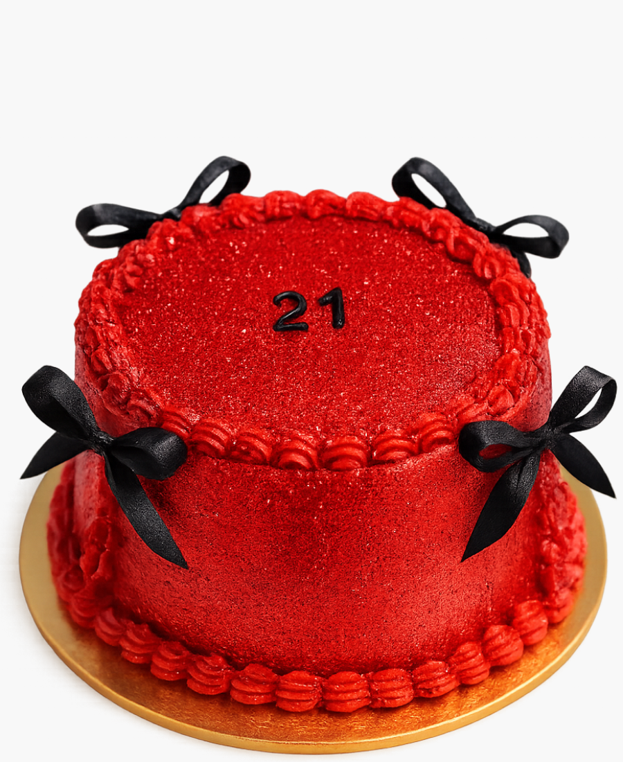 Красный бенто-торт с бантиками Фото