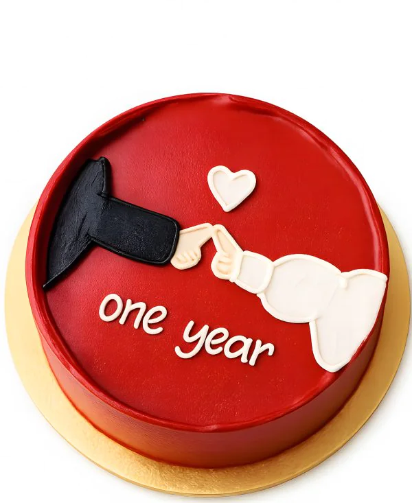 Красный торт на год свадьбы Фото