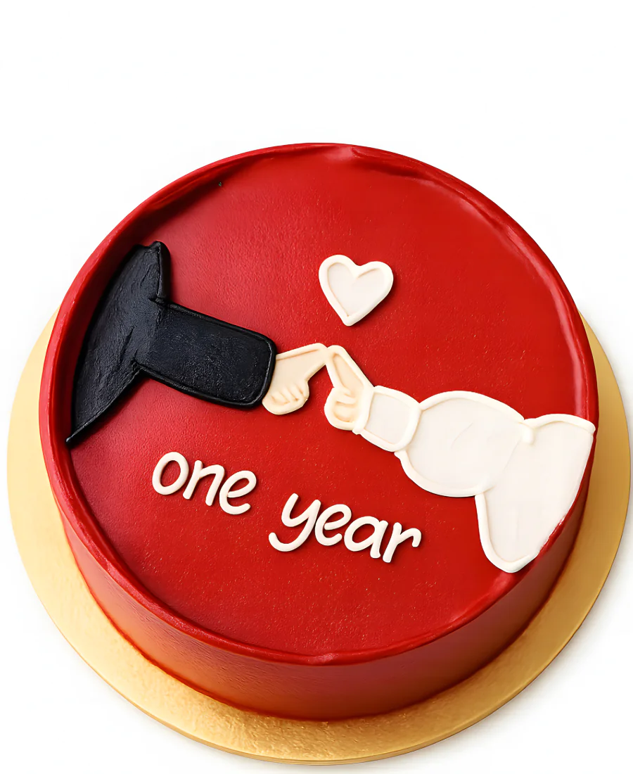 Красный торт на год свадьбы Фото