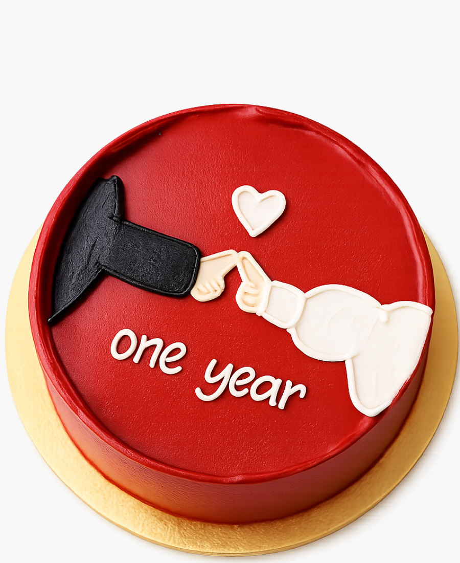 Красный торт на год свадьбы Фото