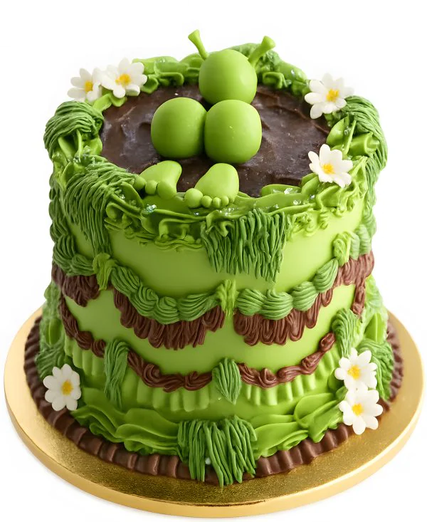 Кремовый торт с цветами и Шреком Фото