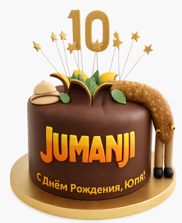 Круглый торт на 10 лет с жирафом Фото