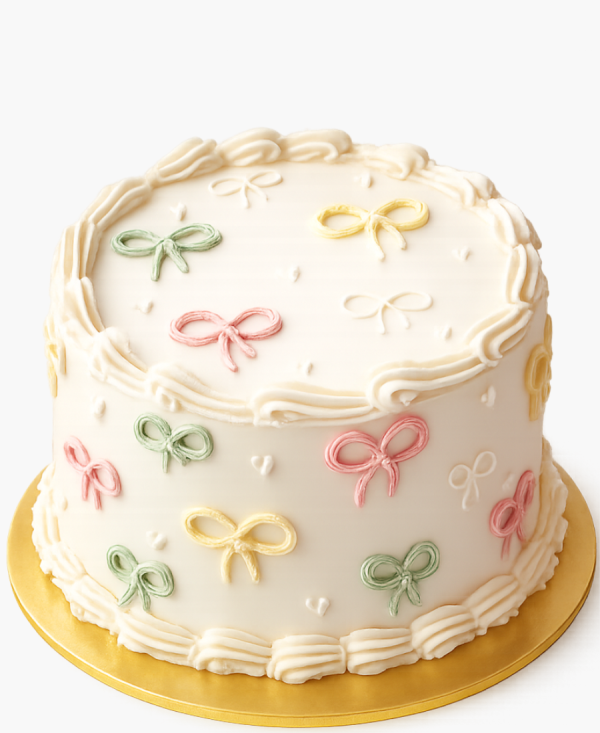 Круглый торт с рисунком бантиков Фото