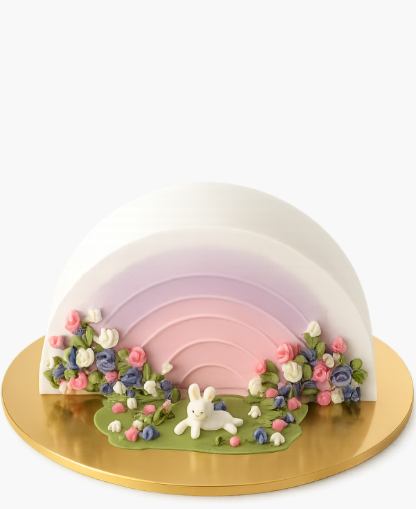 Лесной торт с зайчиком на поляне Фото