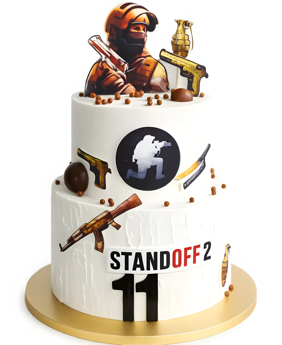 Двухъярусный торт мальчику по игре Стендофф 2 Фото
