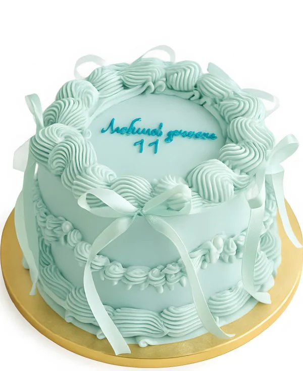 Мятный торт с бантиками Фото