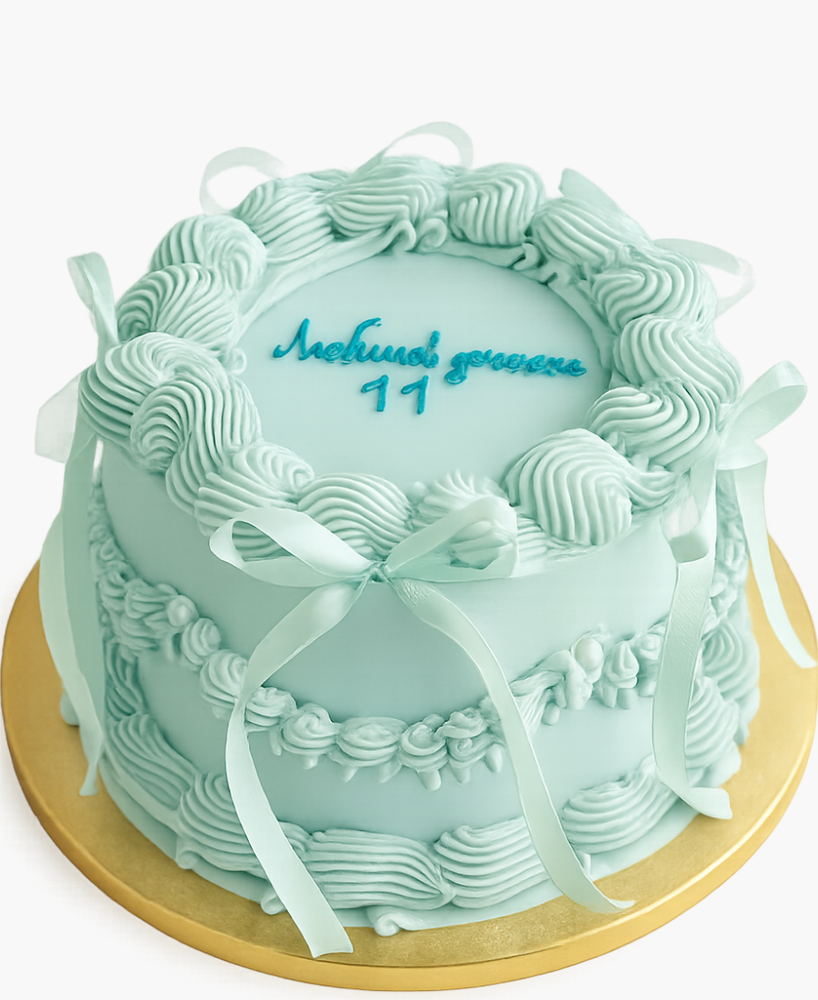 Мятный торт с бантиками Фото