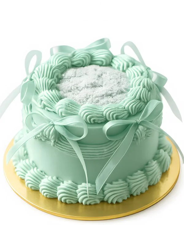 Мятный торт с бантиками и блестками Фото
