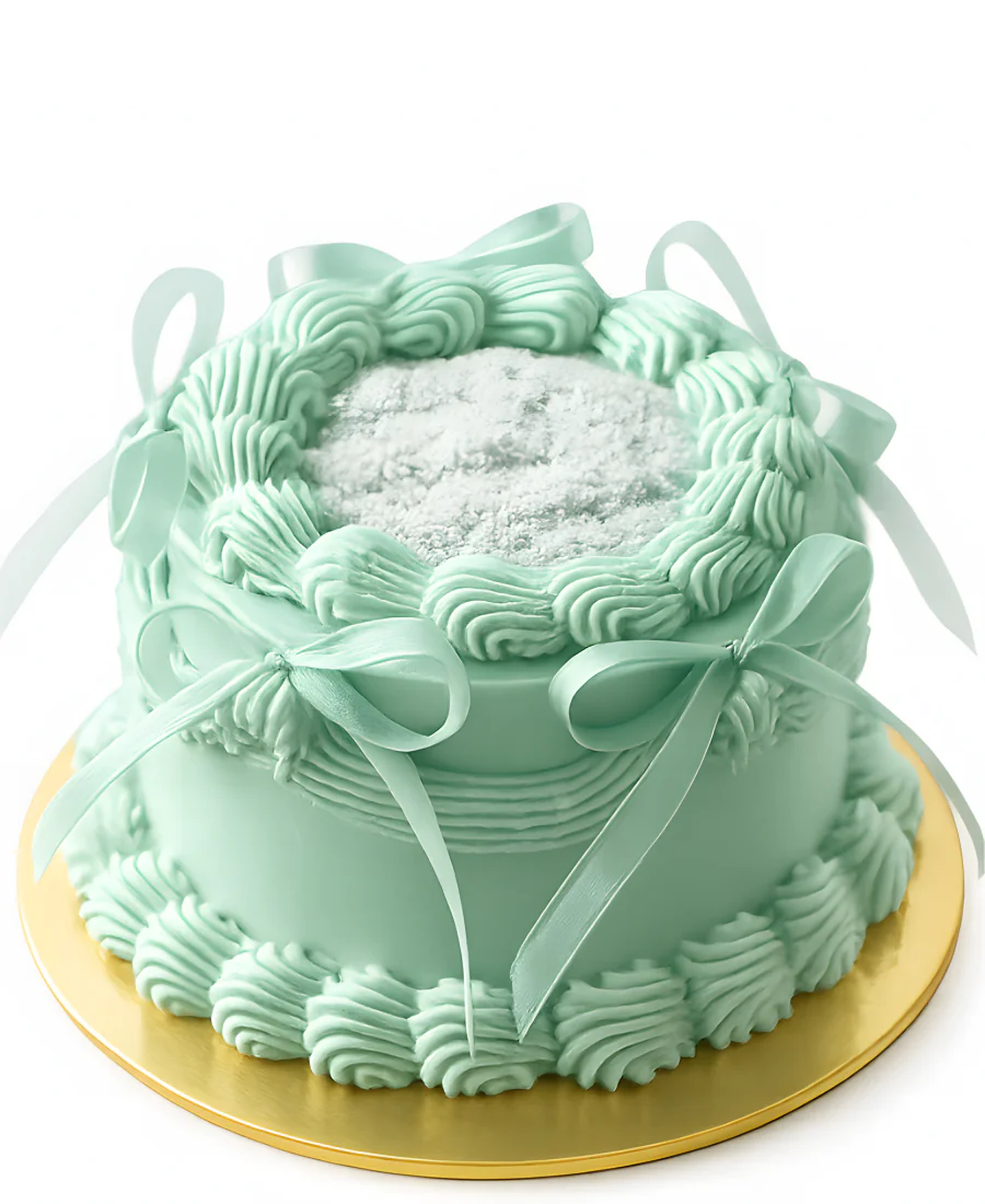 Мятный торт с бантиками и блестками Фото
